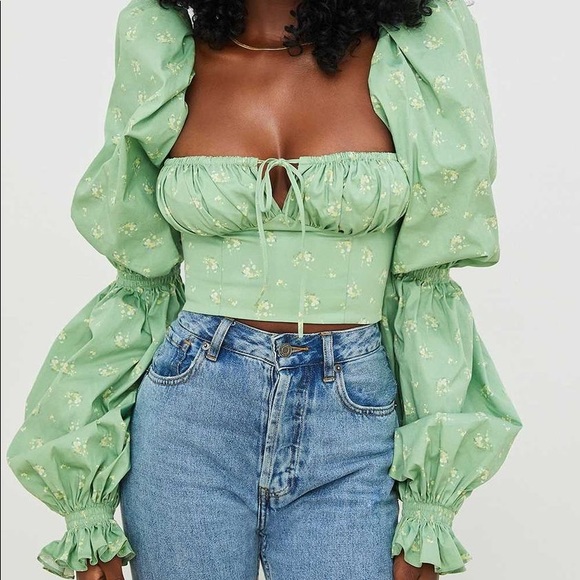 House Of Cb “Millicent” Olive long Sleeve Corset Top Size L+ US 12-14 - Picture 8 of 14